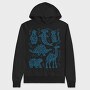 Blue Animals Cut Out Scandinavian Art, Hanorac Oversize Barbati (Unisex)