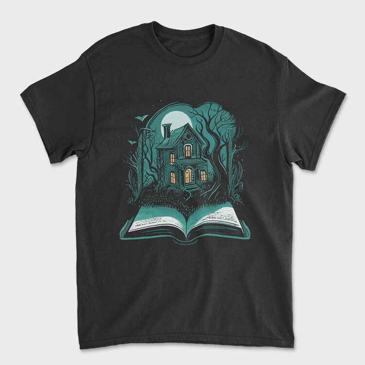 Book And Haunted House, Tricou Barbati (Unisex)