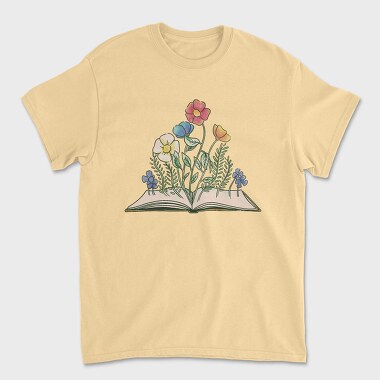 Book With Flowers Watercolor, Tricou Barbati (Unisex)