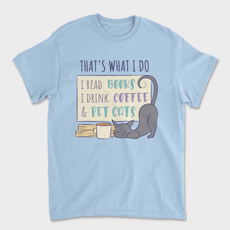 Books Cats And Coffee Pet, Tricou Barbati (Unisex)