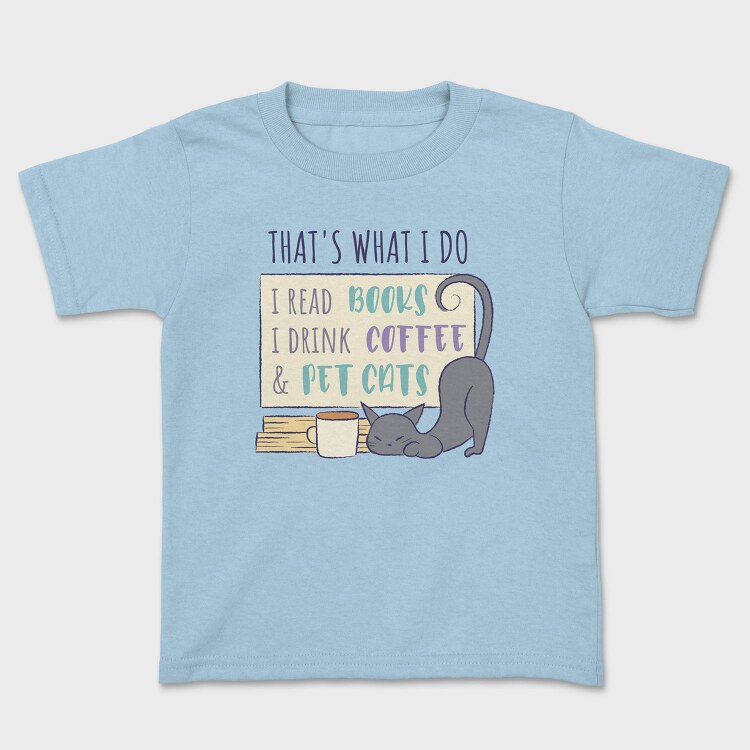 Books Cats And Coffee Pet, Tricou Copii