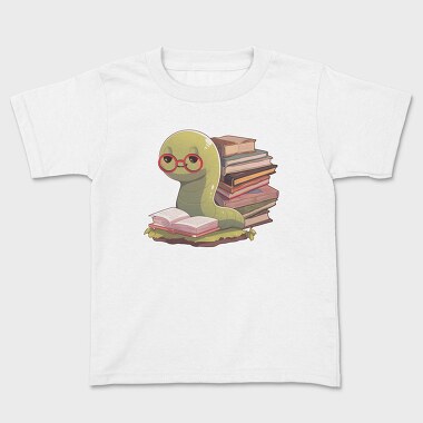 Bookworm With Glasses Worm Reading, Tricou Copii
