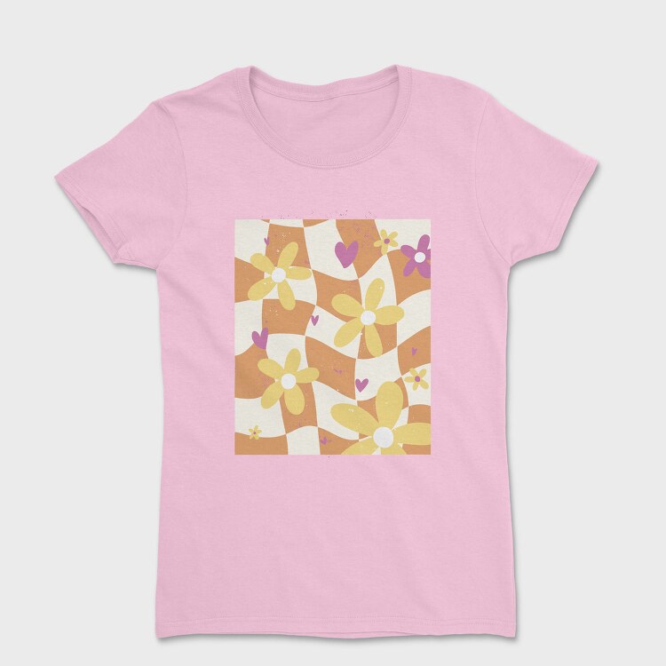 Danish Pastel Floral Checkered, Tricou Femei