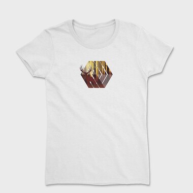 Deer Illustration Geometric Forest, Tricou Femei