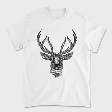 Deer Illustration With Text, Tricou Barbati (Unisex)