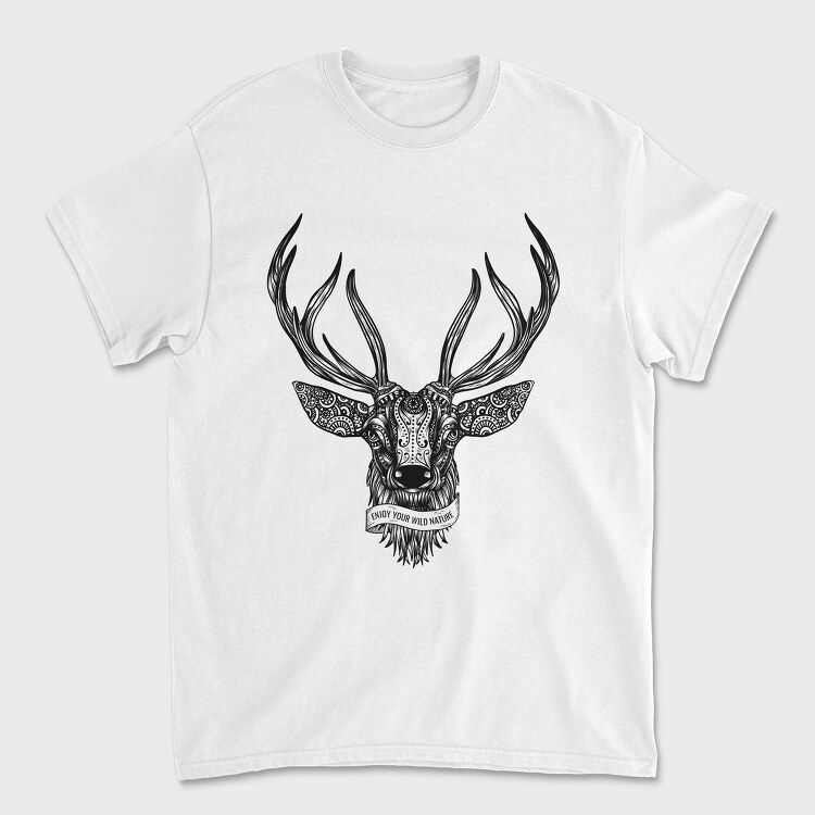 Deer Illustration With Text, Tricou Barbati (Unisex)
