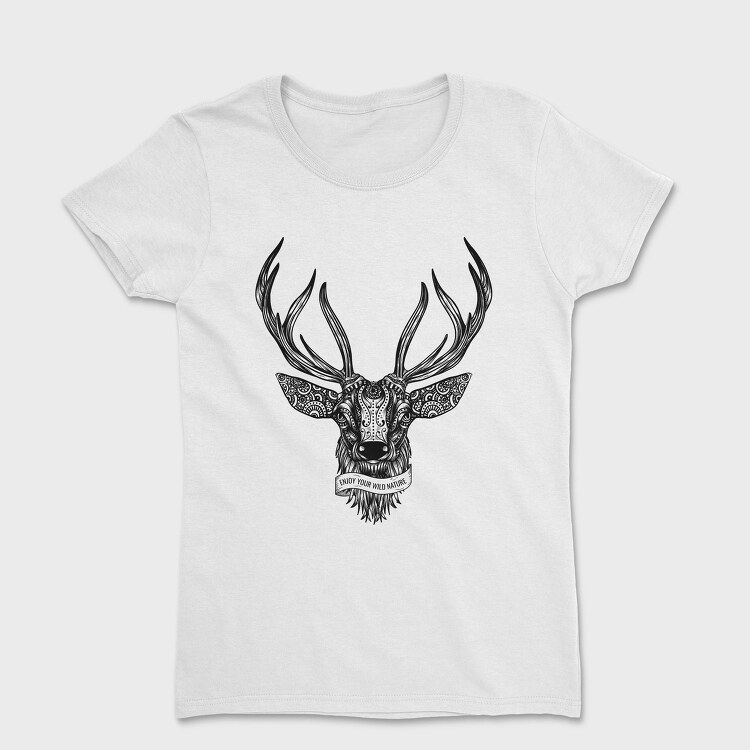 Deer Illustration With Text, Tricou Femei