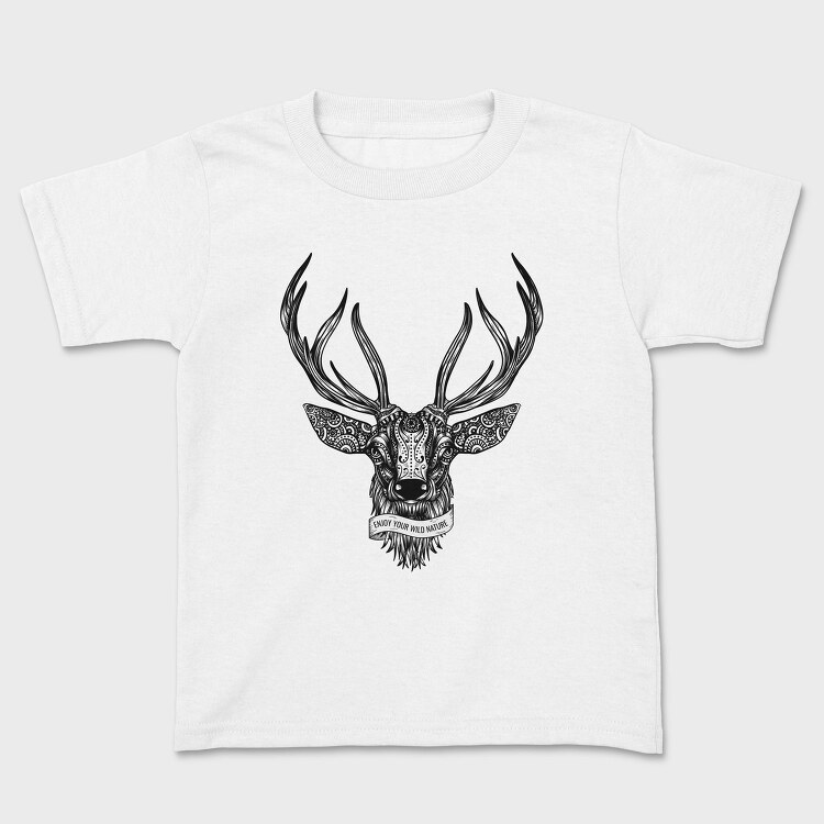Deer Illustration With Text, Tricou Copii