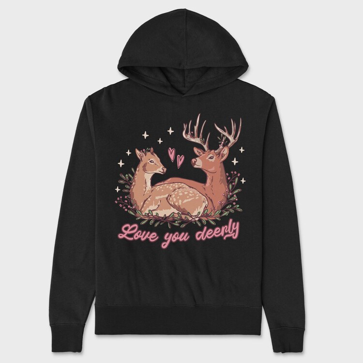 Deer In Love Valentine, Hanorac Oversize Barbati (Unisex)
