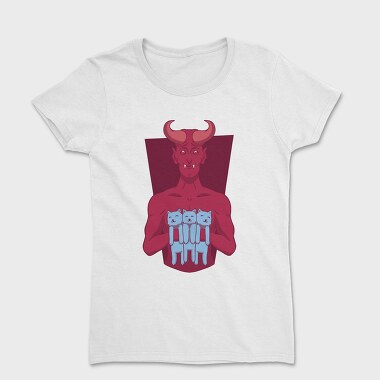 Devil With Cat Holding Kittens, Tricou Femei