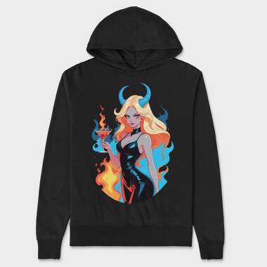 Devilish Pinup Girl, Hanorac Oversize Barbati (Unisex)