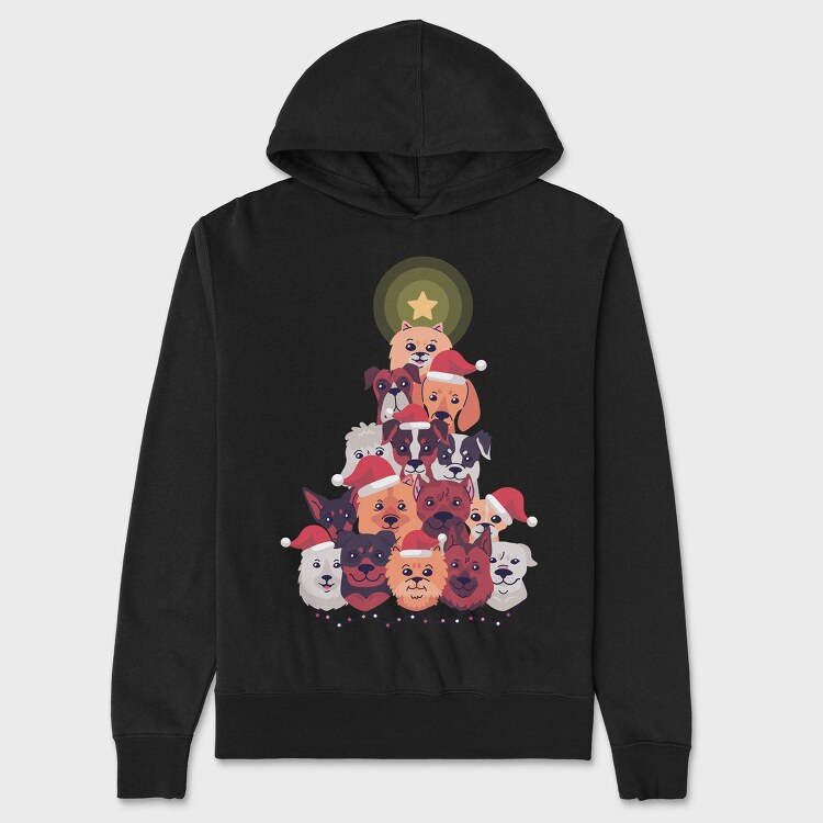 Dog Christmas Tree, Hanorac Oversize Barbati (Unisex)