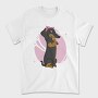 Dachshund Dog Pink Bow Dachsund Riveter Girl, Tricou Barbati (Unisex)