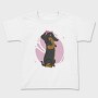 Dachshund Dog Pink Bow Dachsund Riveter Girl, Tricou Copii