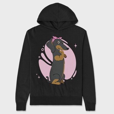 Dachshund Dog Pink Bow Dachsund Riveter Girl, Hanorac Oversize Barbati (Unisex)