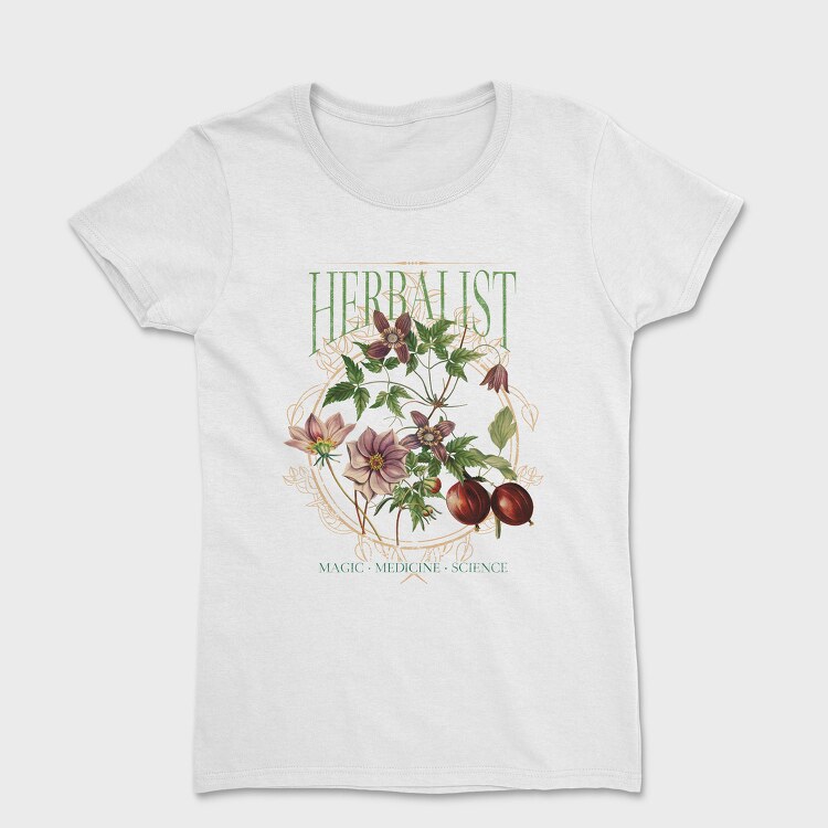 Flowers And Leaves Nature Cottagecore Herbology, Tricou Femei