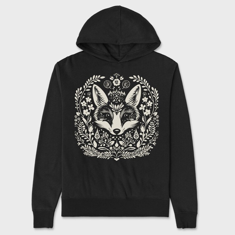 Folksy Fox Lonocut, Hanorac Oversize Barbati (Unisex)