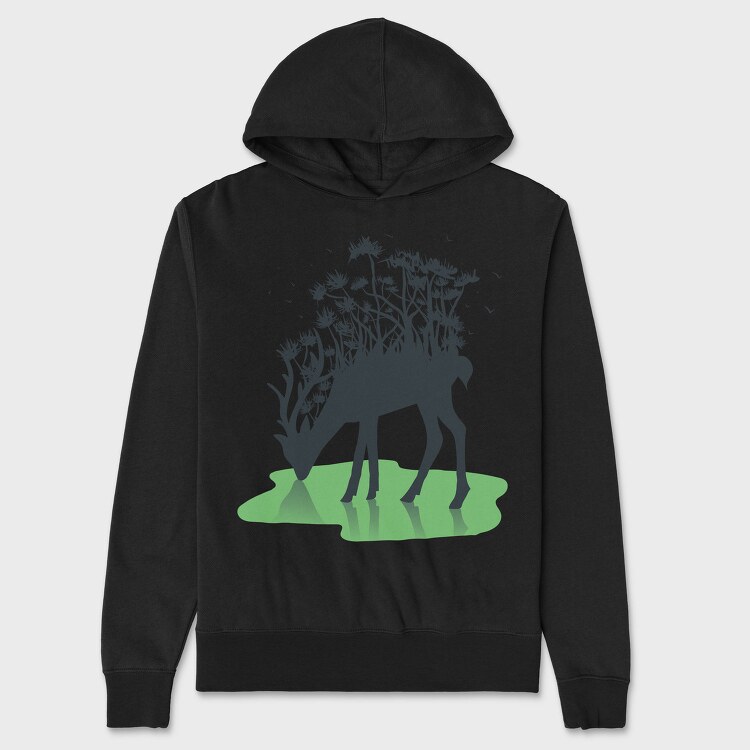 Forest Deer Silhouette, Hanorac Oversize Barbati (Unisex)