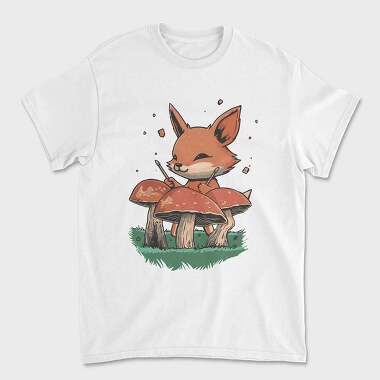 Fox Playing Drums On Mushrooms Cute, Tricou Barbati (Unisex)