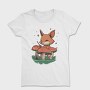 Fox Playing Drums On Mushrooms Cute, Tricou Femei