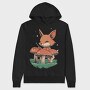 Fox Playing Drums On Mushrooms Cute, Hanorac Oversize Barbati (Unisex)