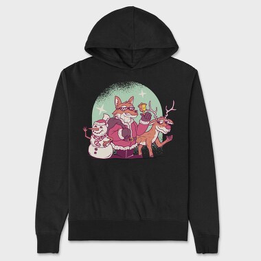Fox Santa Christmas, Hanorac Oversize Barbati (Unisex)