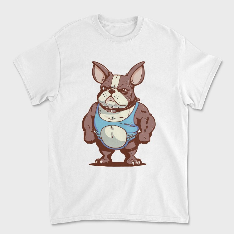 French Bulldog Cartoon Bodybuilder, Tricou Barbati (Unisex)