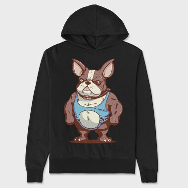 French Bulldog Cartoon Bodybuilder, Hanorac Oversize Barbati (Unisex)