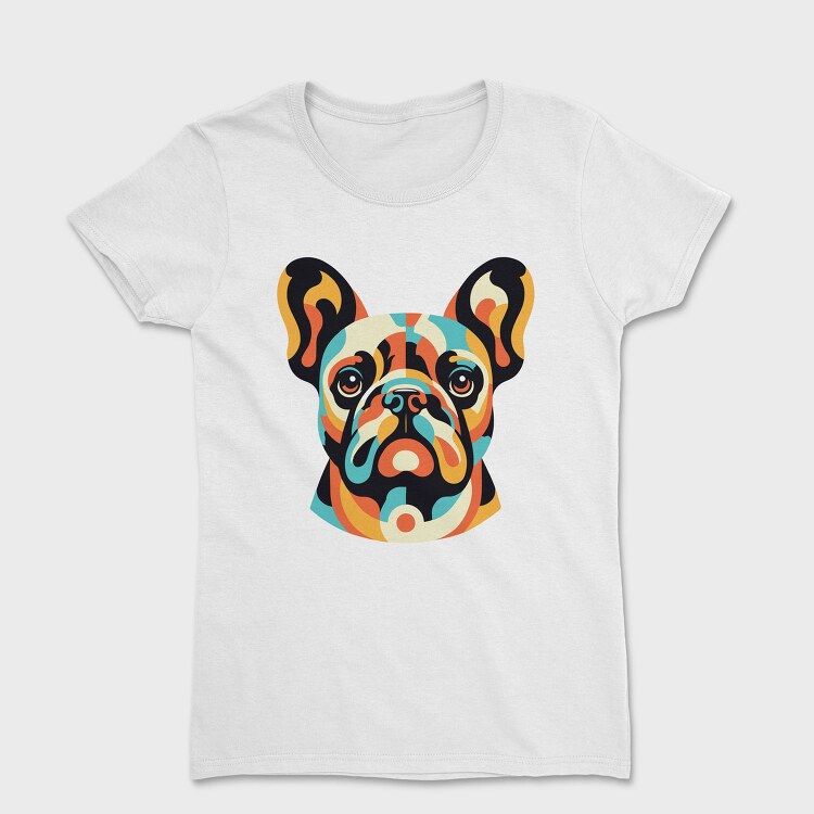 French Bulldog Geometric Bulldog, Tricou Femei
