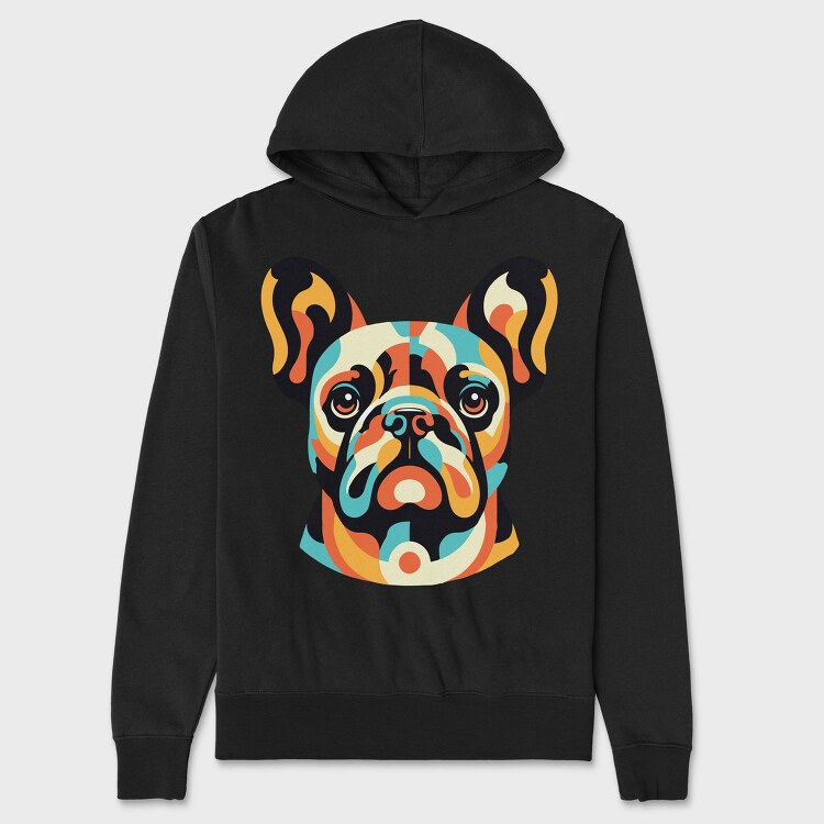 French Bulldog Geometric Bulldog, Hanorac Oversize Barbati (Unisex)