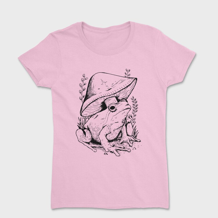 Frog And Mushroom Hand Drawn, Tricou Femei