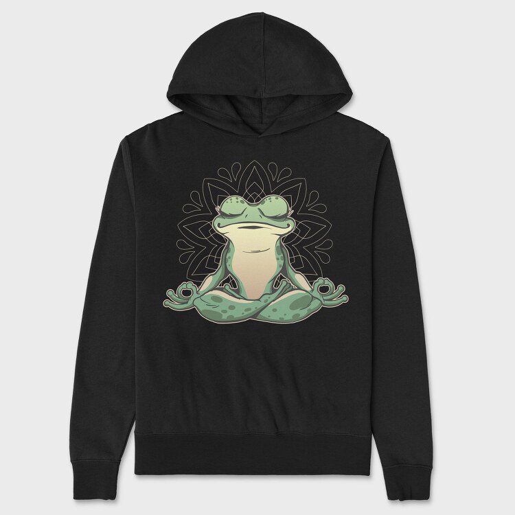 Frog Doing Yoga, Hanorac Oversize Barbati (Unisex)