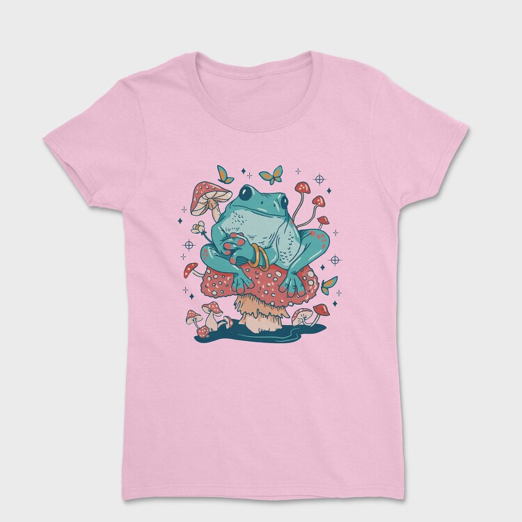 Frog In A Mushroom Cottagecore Pillow, Tricou Femei