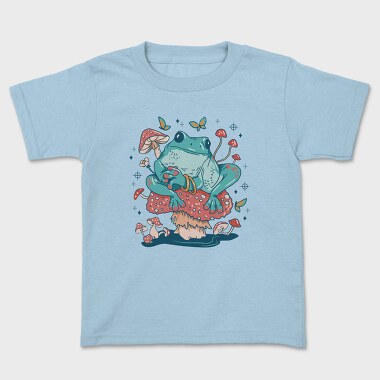 Frog In A Mushroom Cottagecore Pillow, Tricou Copii