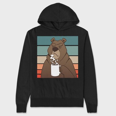 Brown Bear With Coffee Grumpy, Hanorac Oversize Barbati (Unisex)