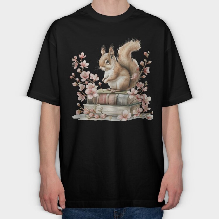 Squirrel Books Flowers, Tricou Oversize Barbati (Unisex)