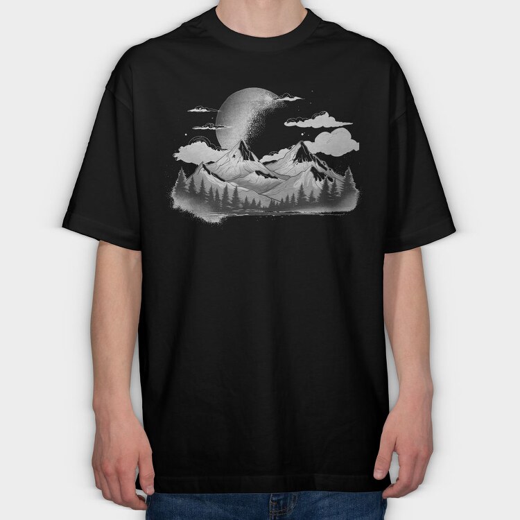 Mountains With the Moon, Tricou Oversize Barbati (Unisex)