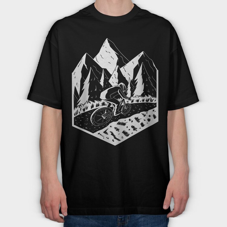 Mountain Biker, Tricou Oversize Barbati (Unisex)