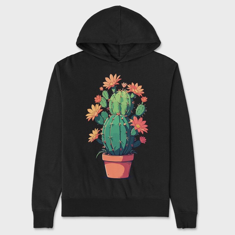 Cactus With Yellow Flowers, Hanorac Oversize Barbati (Unisex)