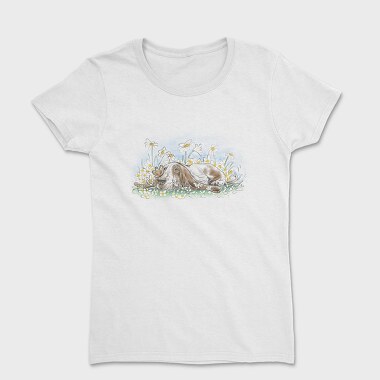 Dog On Flower Field Lying, Tricou Femei