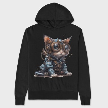 Steampunk Cat Gear, Hanorac Oversize Barbati (Unisex)