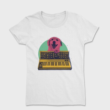 Dog Playing Keyboard Synth, Tricou Femei