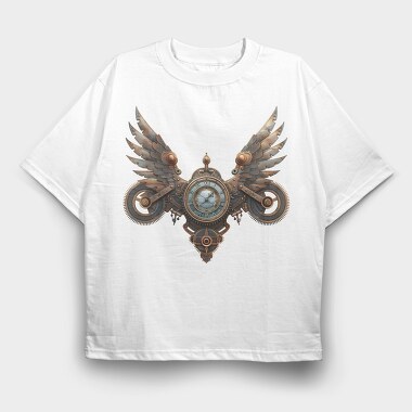 Steampunk Clock Wings, Tricou Oversize Barbati (Unisex)