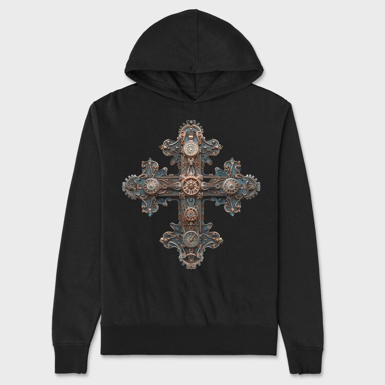 Steampunk Cross Gears, Hanorac Oversize Barbati (Unisex)