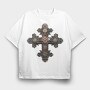 Steampunk Cross Gears, Tricou Oversize Barbati (Unisex)