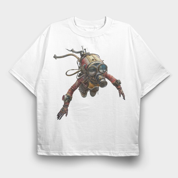 Steampunk Diver, Tricou Oversize Barbati (Unisex)
