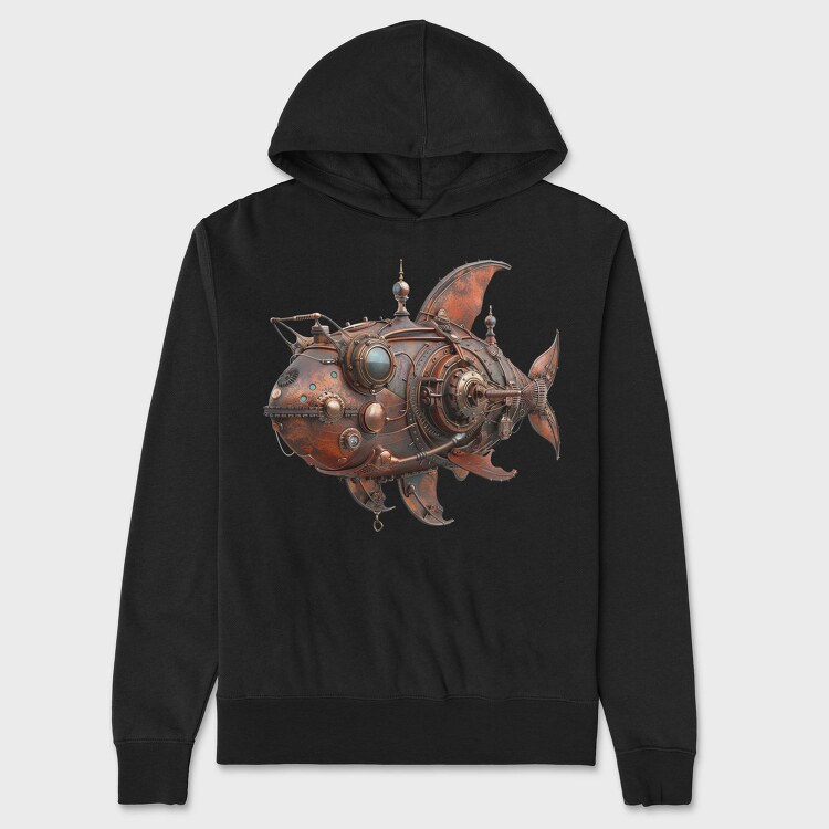 Steampunk Fish 07, Hanorac Oversize Barbati (Unisex)