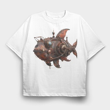 Steampunk Fish 07, Tricou Oversize Barbati (Unisex)
