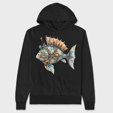 Steampunk Fish 09, Hanorac Oversize Barbati (Unisex)