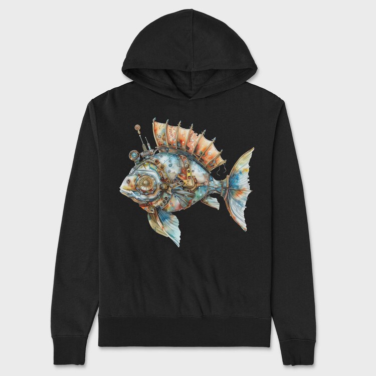 Steampunk Fish 09, Hanorac Oversize Barbati (Unisex)